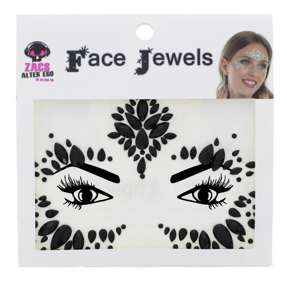 Zac's Alter Ego - Style R Jet Stone Face Jewel Diamond Sticker - Black